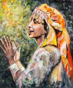 Le plaisir en chantant Peinture acrylique Hauteur : 650 mm - Largeur : 500 mm Tarif : 700 €