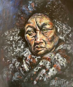 Le visiteur ombrageux Peinture acrylique Hauteur : 650 mm - Largeur : 500 mm Tarif : 700 €