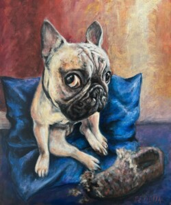 Le coquin et le chausson Peinture acrylique Hauteur : 650 mm - Largeur : 500 mm Tarif : 700 €