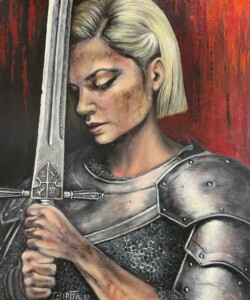 La promesse de Jeanne Peinture acrylique Hauteur : 650 mm - Largeur : 500 mm Tarif : 700 €